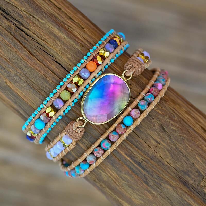 Colorful Agate & Lapis Lazuli Bracelet