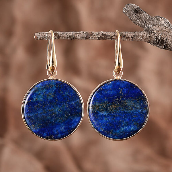 Round Lapis Lazuli Drop Earrings