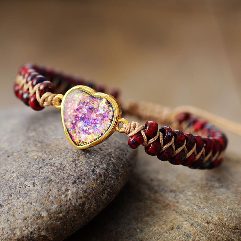 Intense Red Opal love protection bracelet