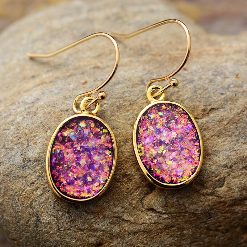 Druzy Opal Dangle Earrings