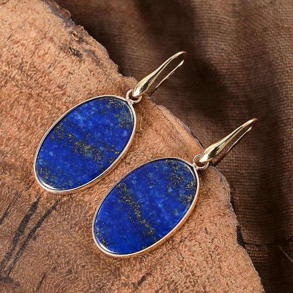 Oval Lapis Lazuli Drop Earrings