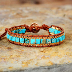 Turquoise Woven Gold Bracelet