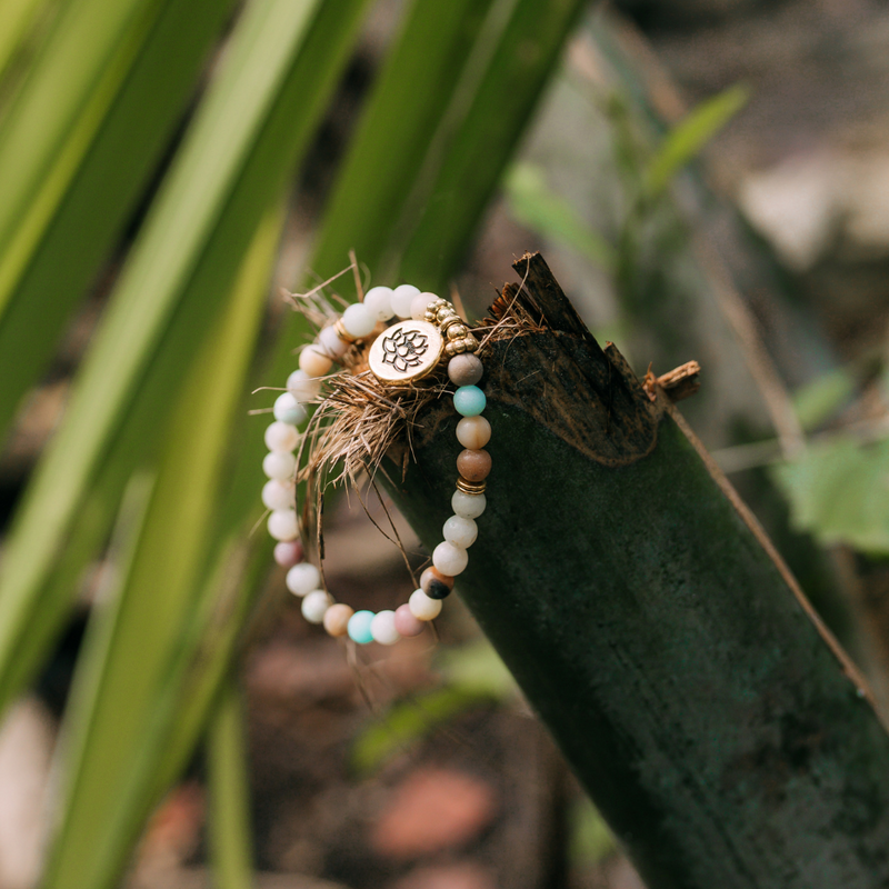 Amazonite Mala Bead Bracelet Set