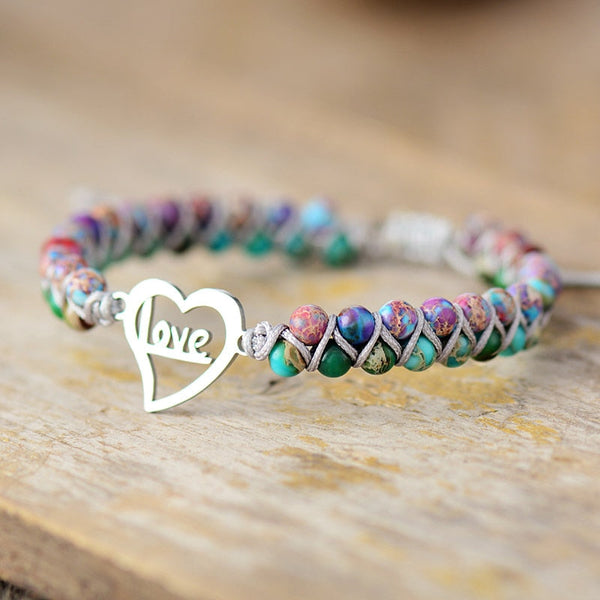 Love Charm Jasper Beads Bracelet