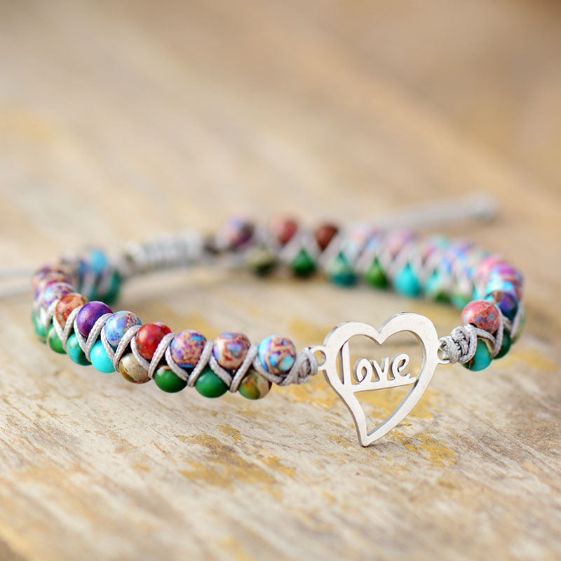 Love Charm Jasper Beads Bracelet