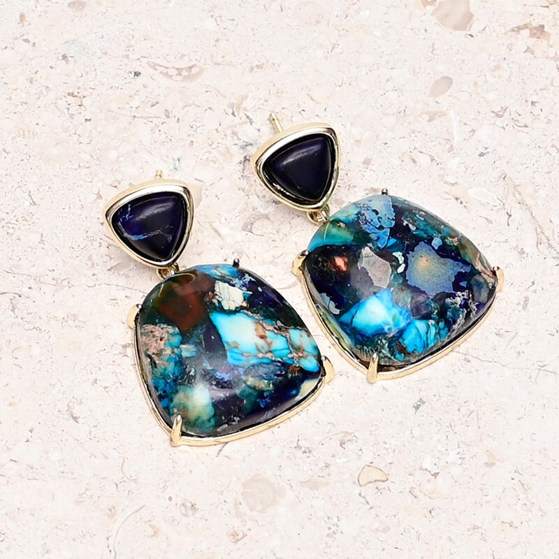 Blue Colorful Jasper Dangle Earrings