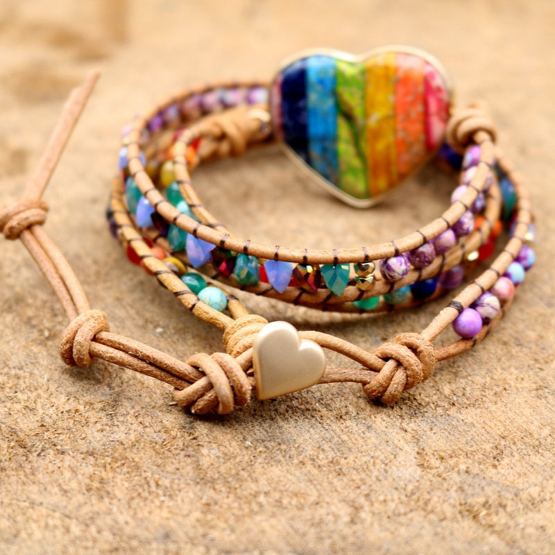Jasper Love Rainbow Wrap Bracelet
