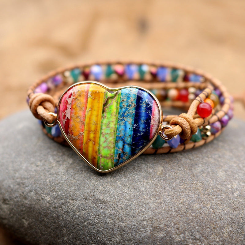 Jasper Love Rainbow Wrap Bracelet