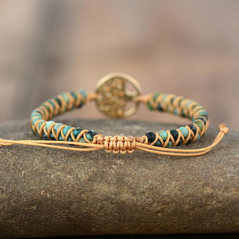 African Turquoise & Tree of Life Bracelet