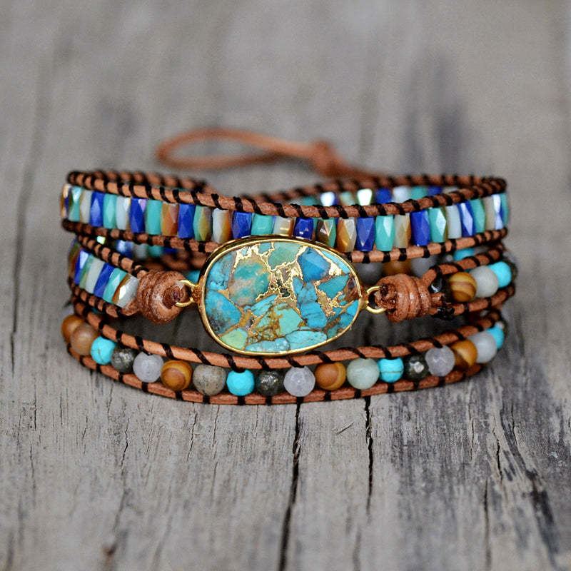 Turquoise & Jasper Wrap Bracelet